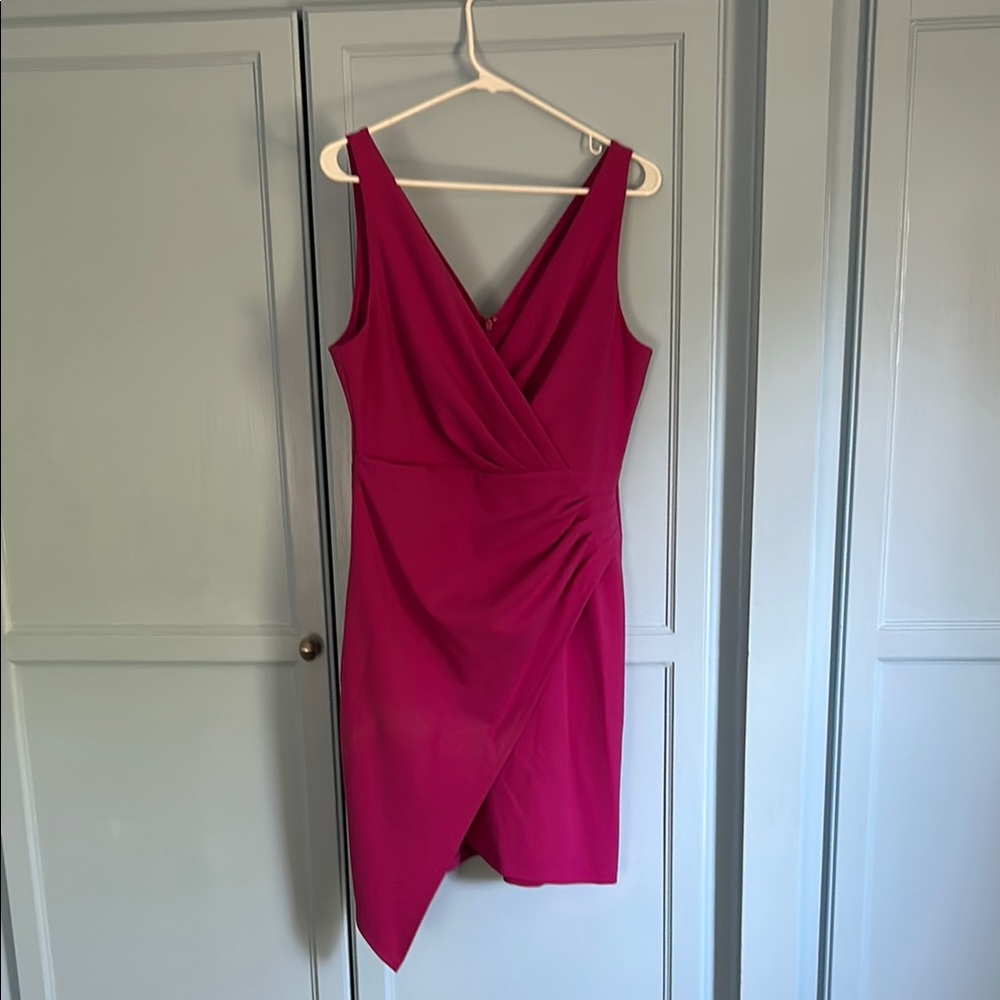 Guess Pink Asymmetrical Sheath Dress V-Neck Sleeveless